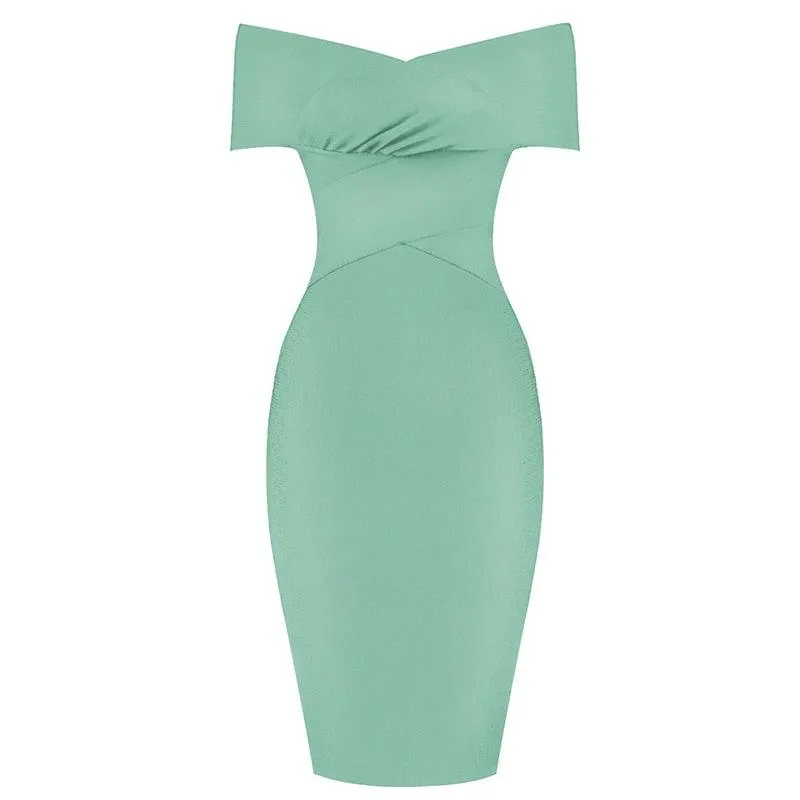 ADYCE Sexy V-Neck Short Sleeve Bodycon Midi Party Dress