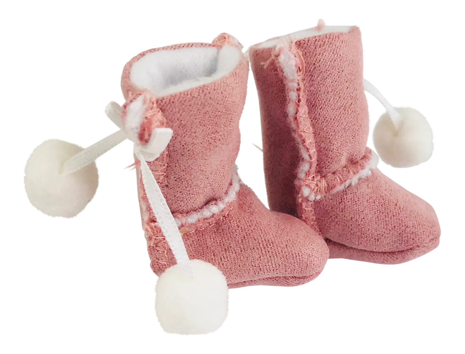 ANGELA Doll FAUX SUEDE ANKLE BOOTS WITH POM POMS pink