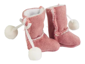 ANGELA Doll FAUX SUEDE ANKLE BOOTS WITH POM POMS pink