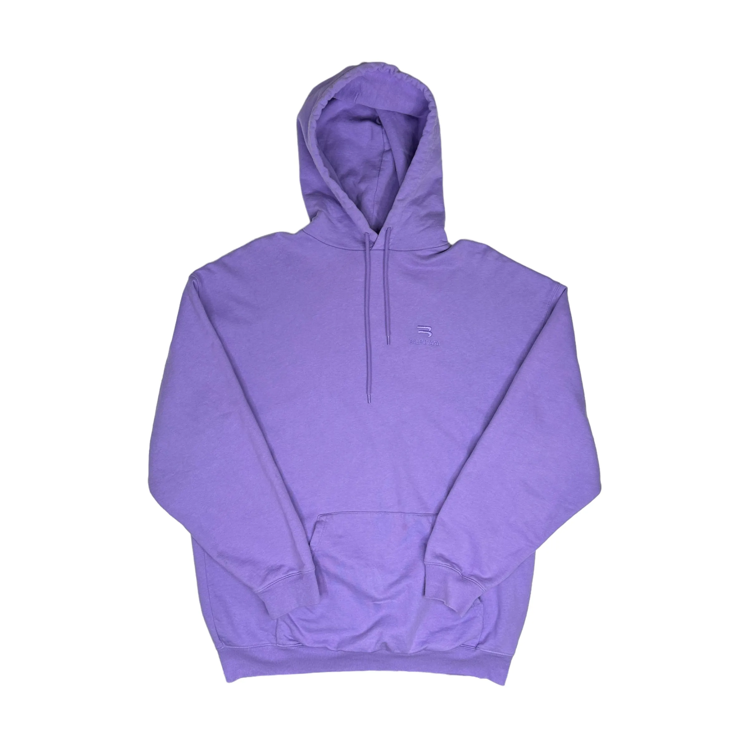 BALENCIAGA 2021 EMBROIDERED LOGO HOODIE - PURPLE