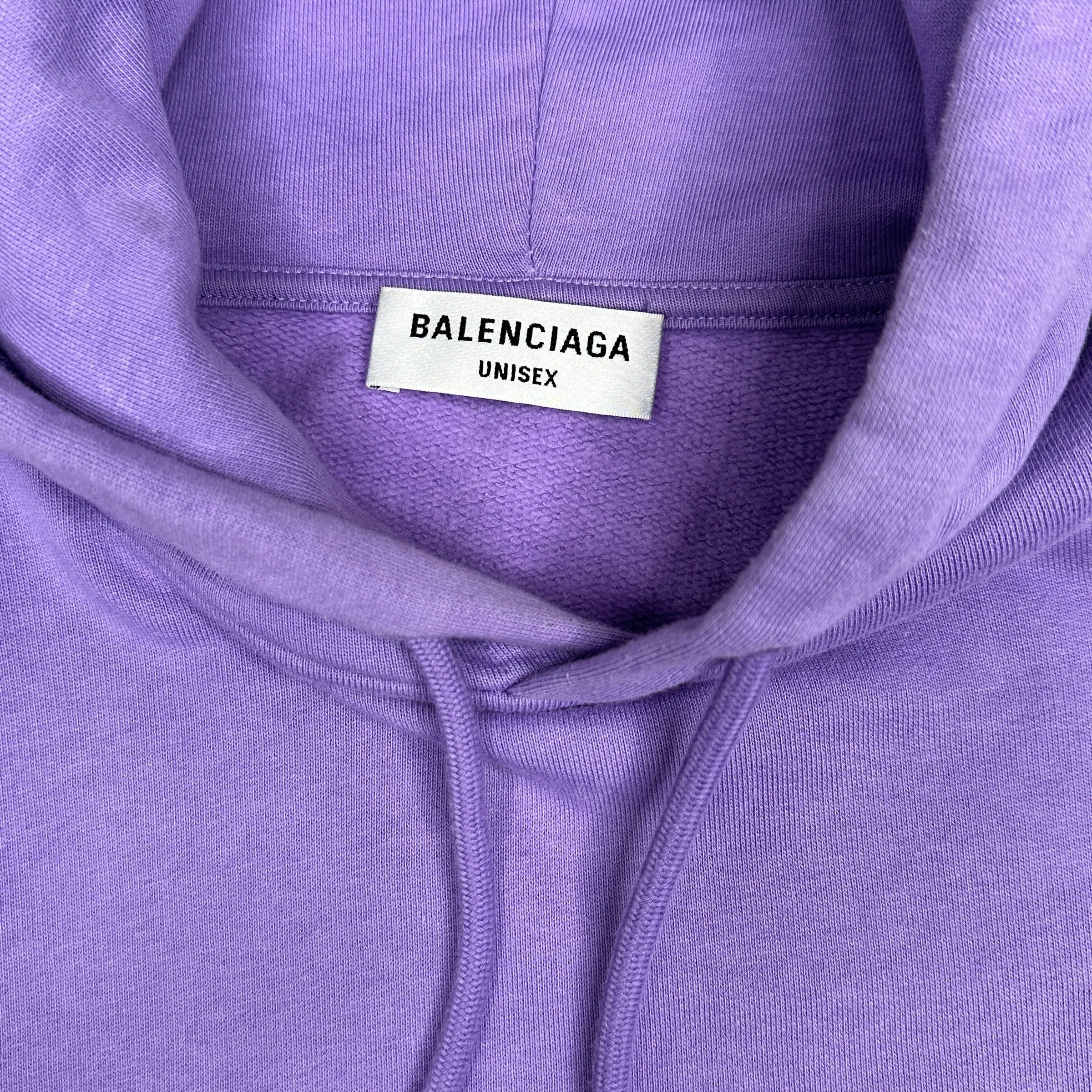 BALENCIAGA 2021 EMBROIDERED LOGO HOODIE - PURPLE