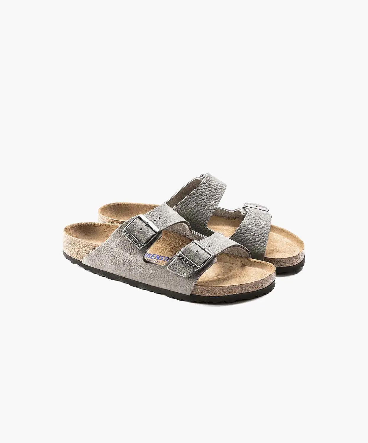 Birkenstock Arizona Nubuck Leather Desert Buck Whale Grey Soft Footbed Sandals