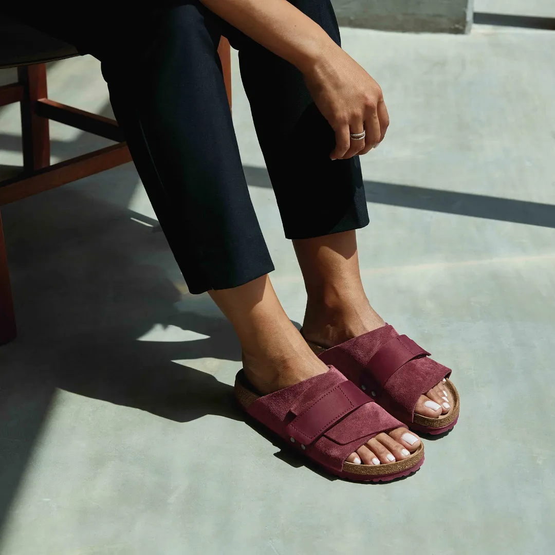 Birkenstock Kyoto Suede/Nubuck Leather Maroon Sandals