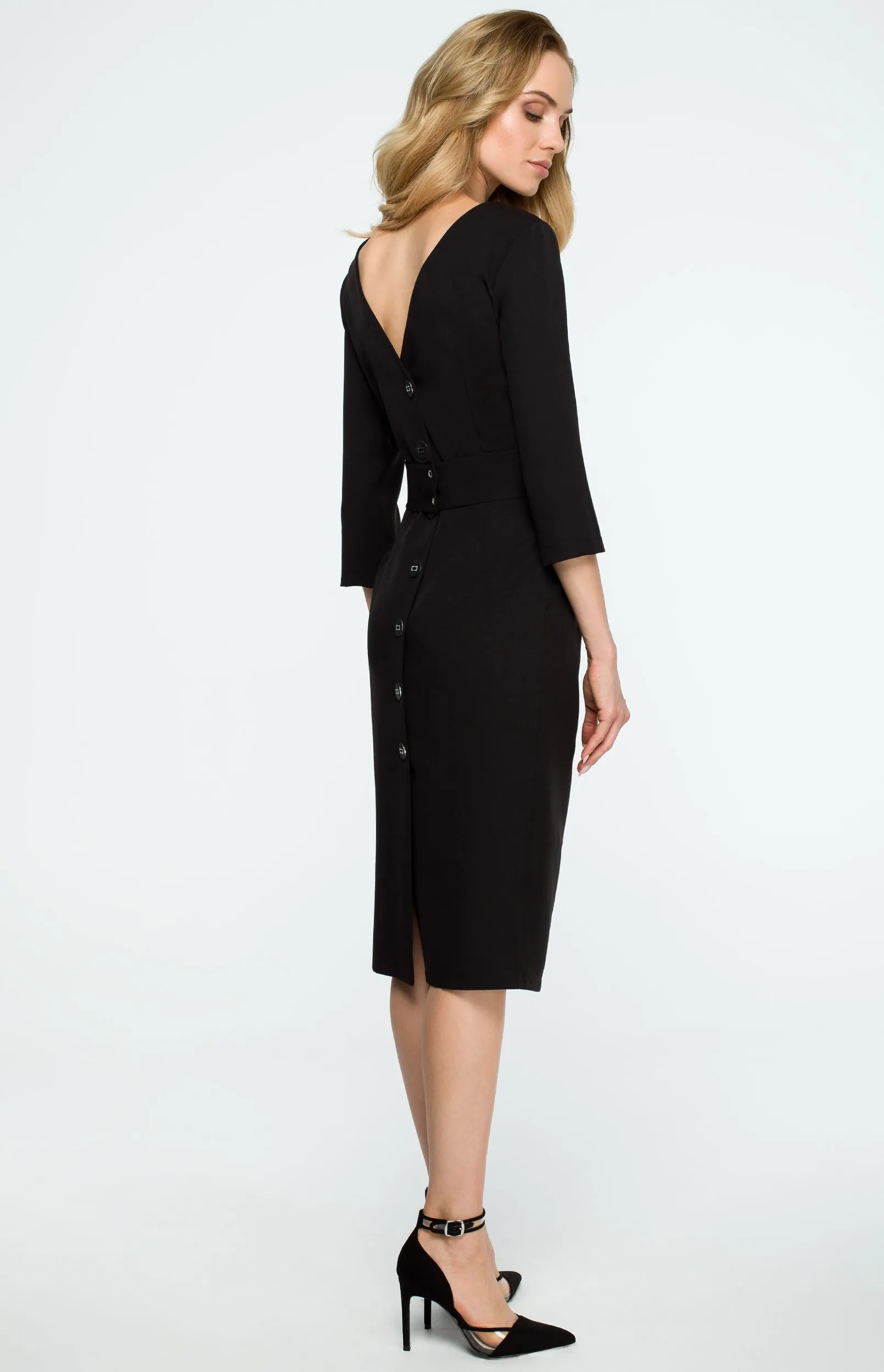 Black buttons sheath dress