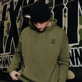 Black Crest Lightweight Pullover Hoodie - O.D Green