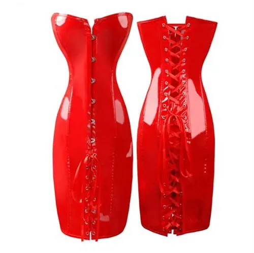 Body Slim PVC Corset Sexy Club Long Bustier Dress