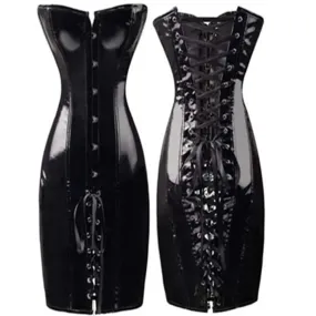 Body Slim PVC Corset Sexy Club Long Bustier Dress