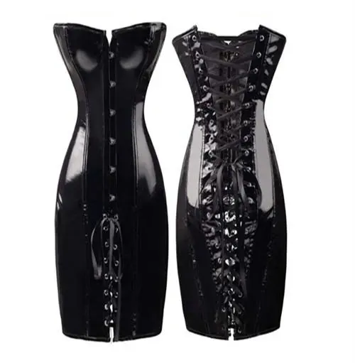 Body Slim PVC Corset Sexy Club Long Bustier Dress