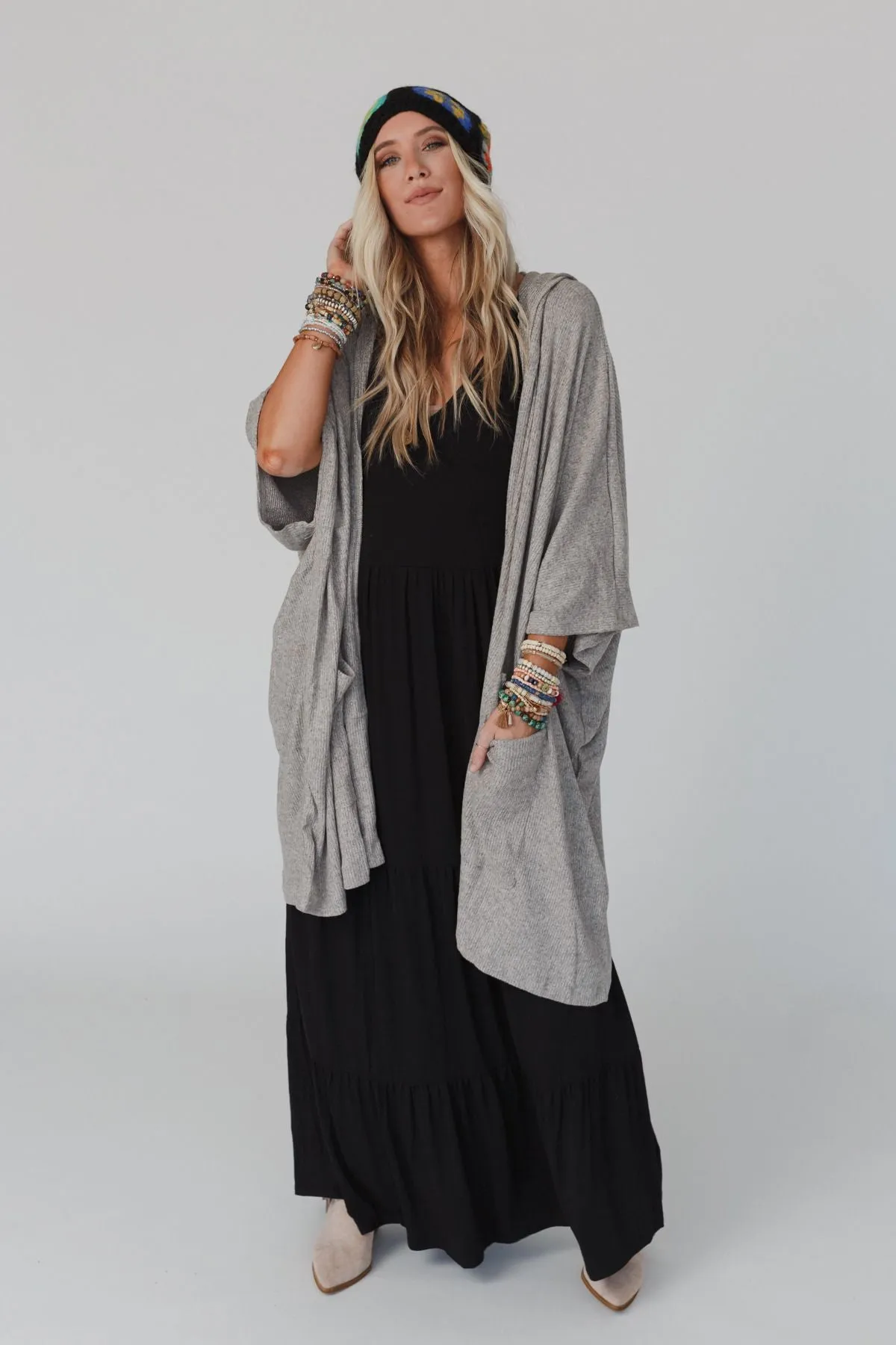 Boho Essential Hooded Ribbed Sweater - Oatmeal