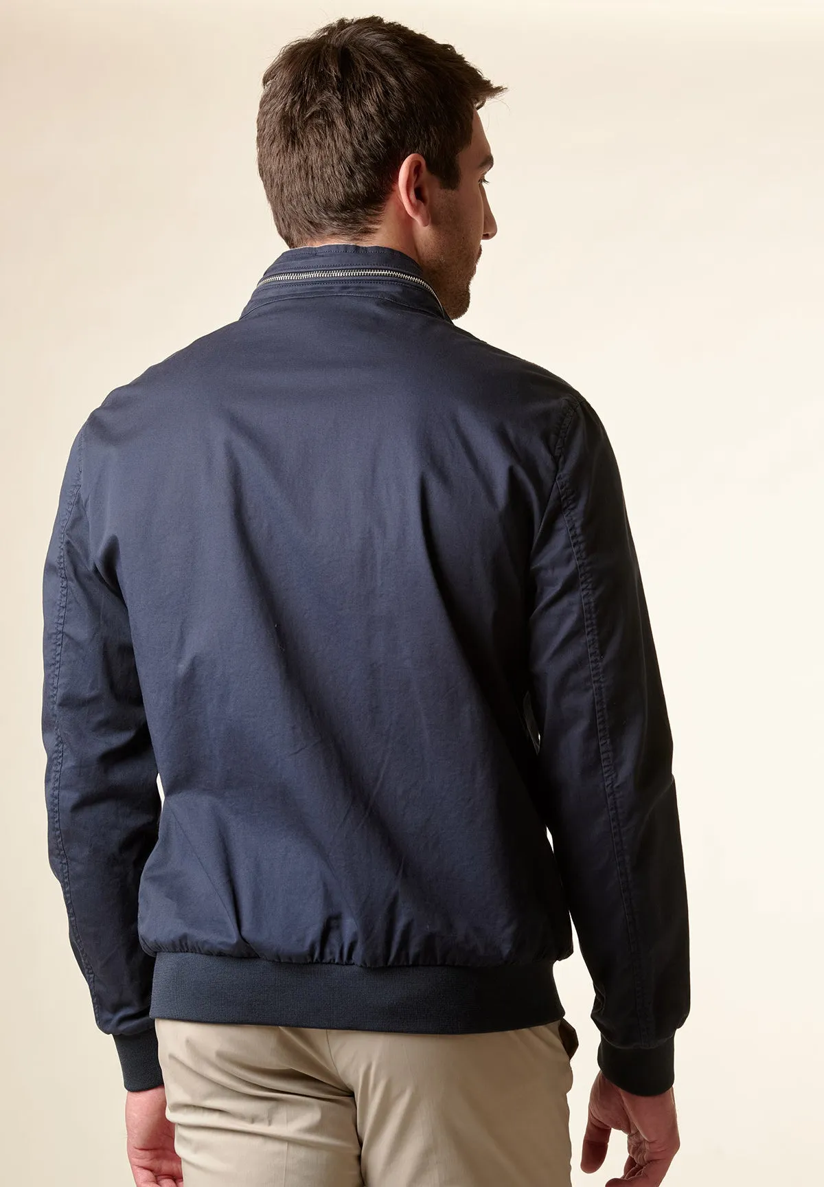 Bomber blu scuro cotone zip