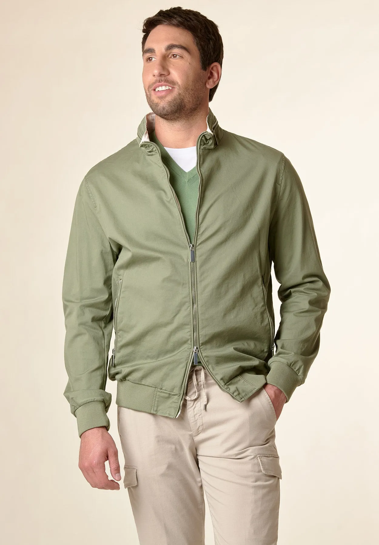 Bomber verde militare cotone zip