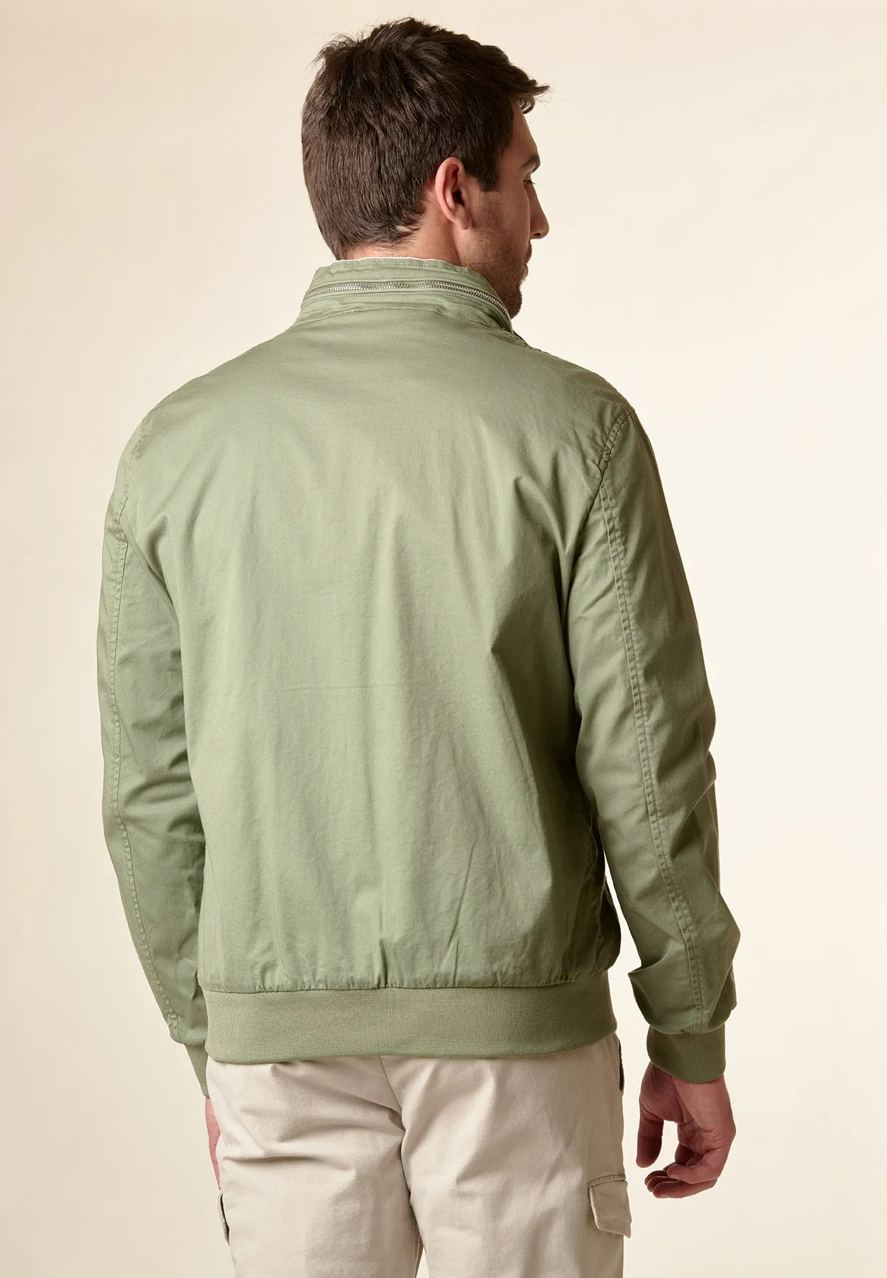 Bomber verde militare cotone zip