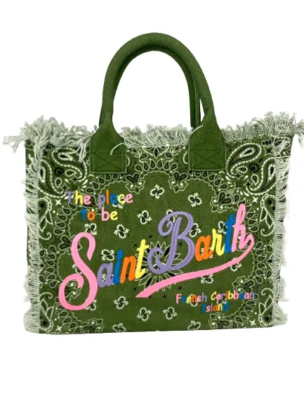 BORSA IN CANVAS VERDE FANTASIA BANDANNA