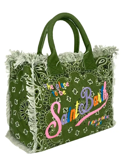 BORSA IN CANVAS VERDE FANTASIA BANDANNA