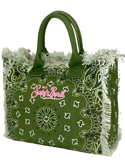 BORSA IN CANVAS VERDE FANTASIA BANDANNA