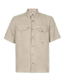 Camicia Uomo CP Company Lino Pockets Shirt Cobblestone