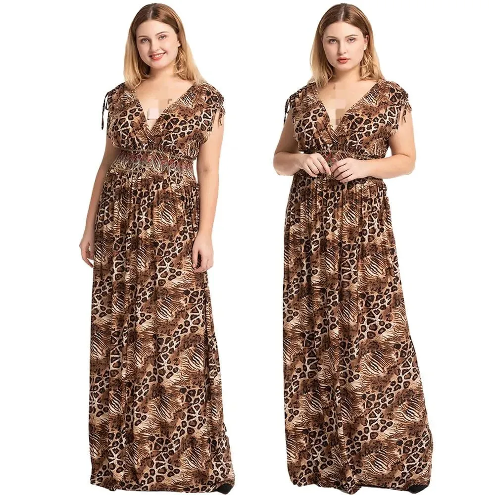 Casual Dresses Leopard Print Long Maxi Boho Dress XL X3449976