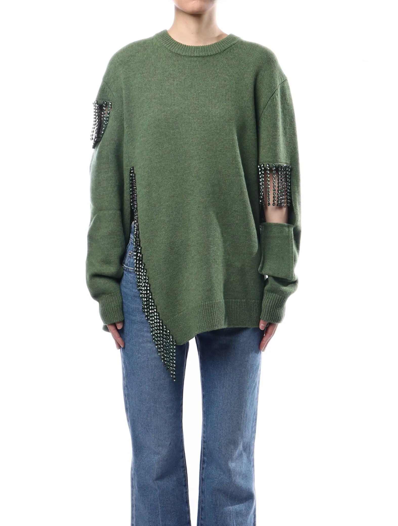 Christopher Kane Cutout Cupchain Sweater Sage