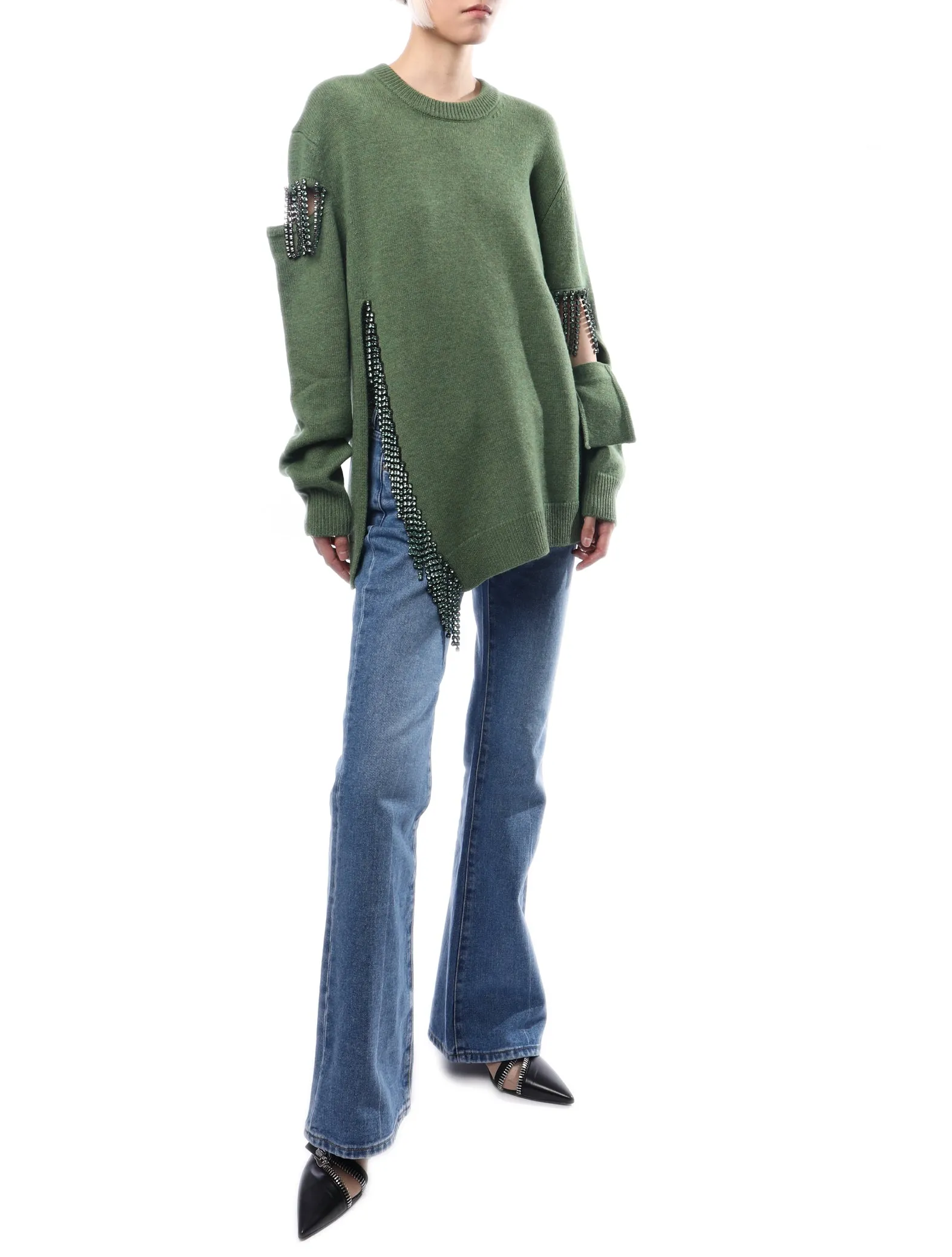 Christopher Kane Cutout Cupchain Sweater Sage