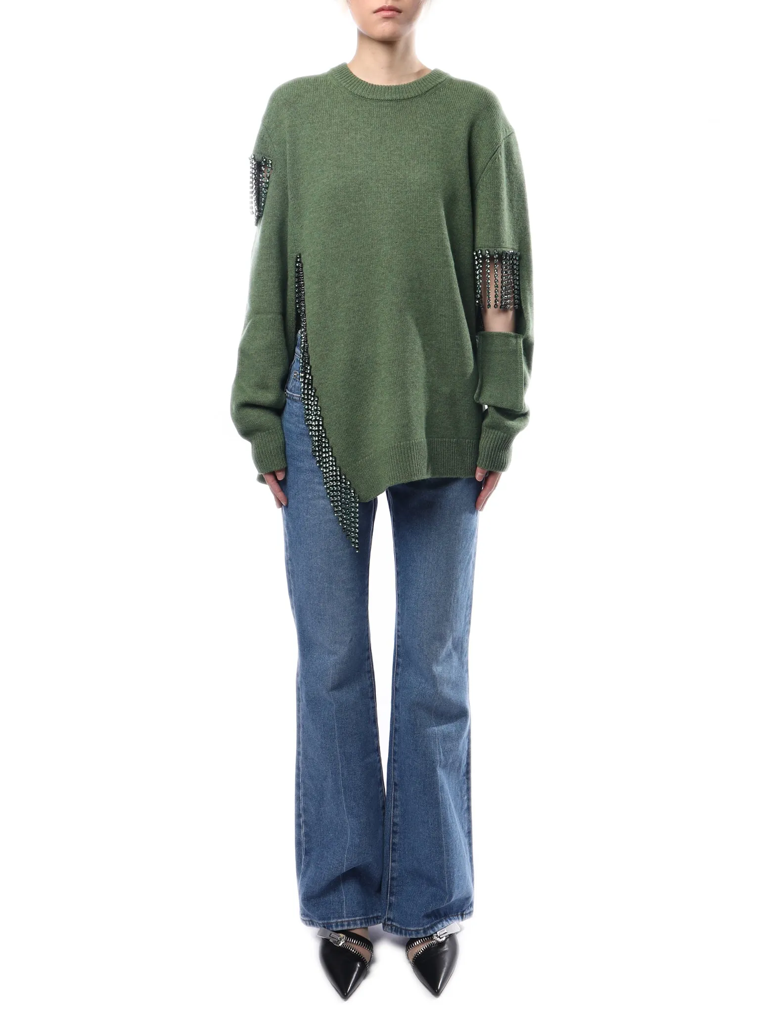 Christopher Kane Cutout Cupchain Sweater Sage