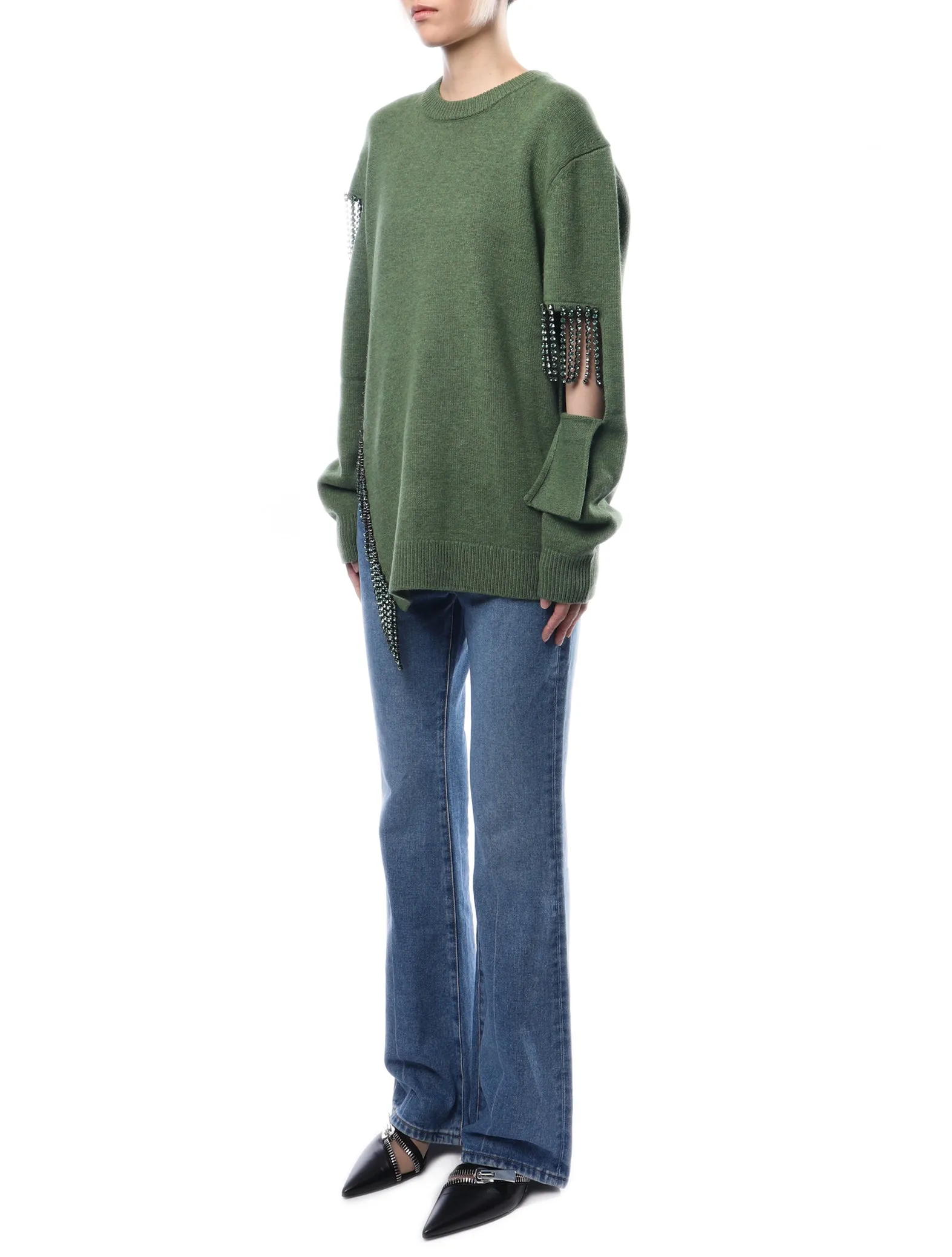 Christopher Kane Cutout Cupchain Sweater Sage