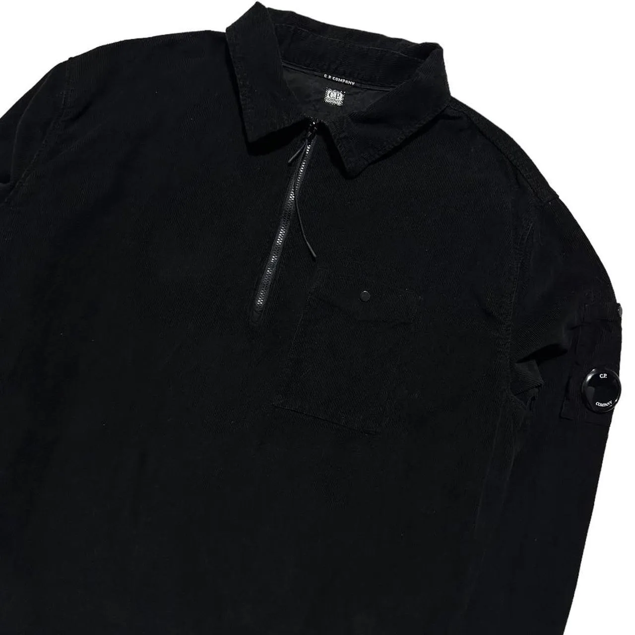 CP Company Black Thin Corduroy Quarter Zip