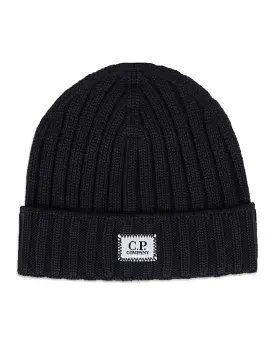 CP Company Extra Fine Merino wool Logo Beanie Blue