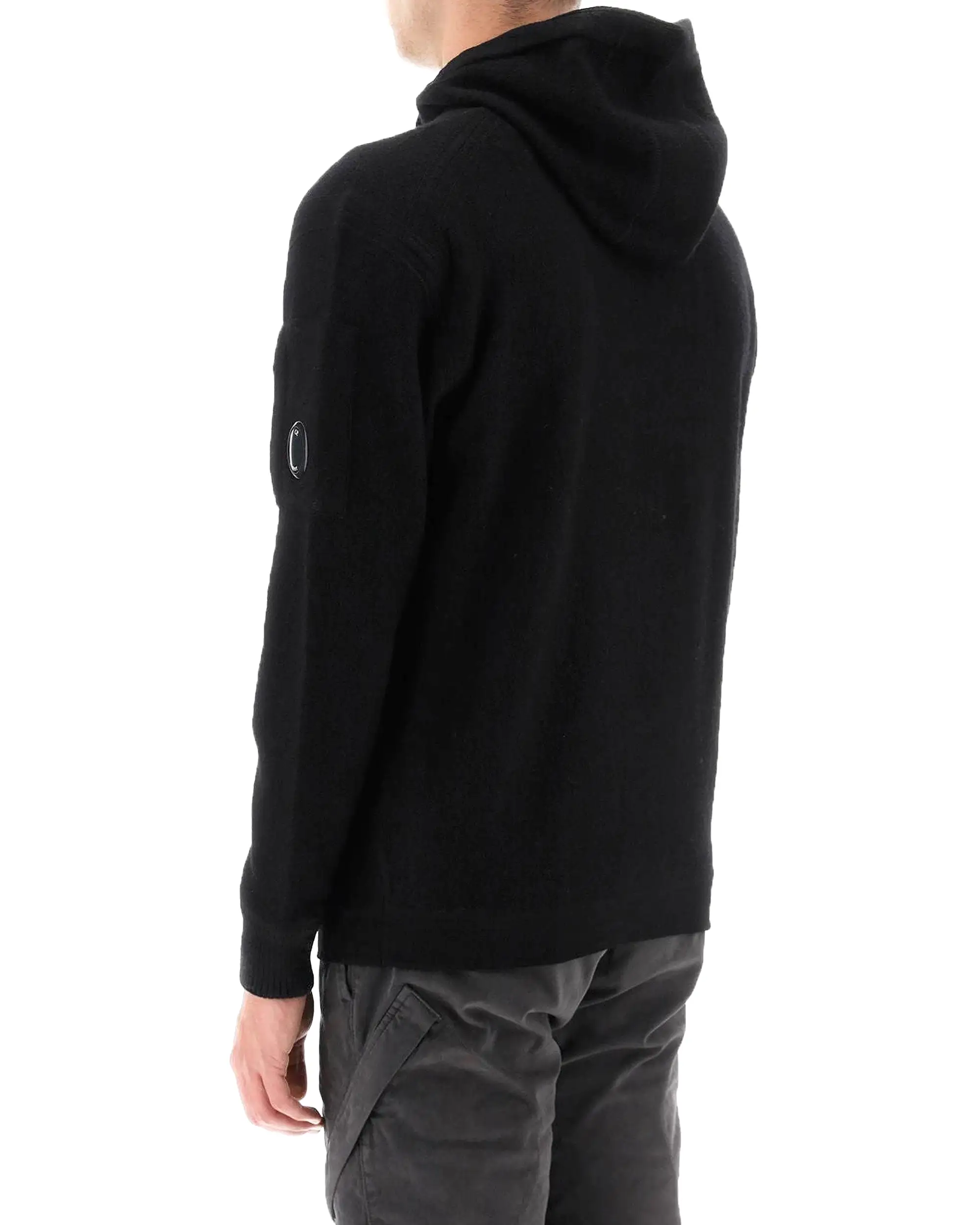 CP Company Knitwear Hooded in merino wool matted Nero