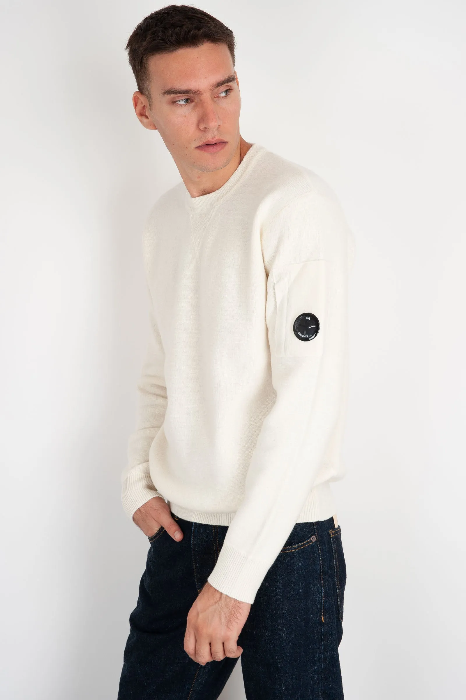 CP Company Maglia Lambswool Lana Bianco