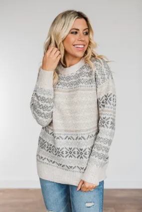 Cute & Cozy Knit Sweater- Charcoal & Oatmeal