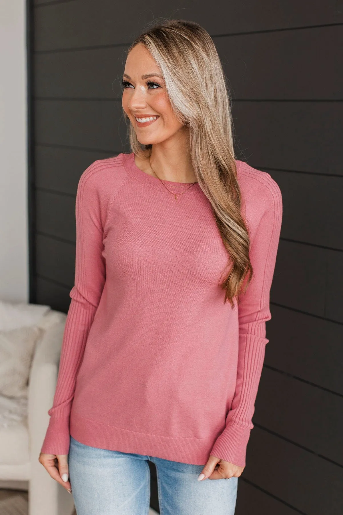 Darling Of Mine Knit Sweater- Rose