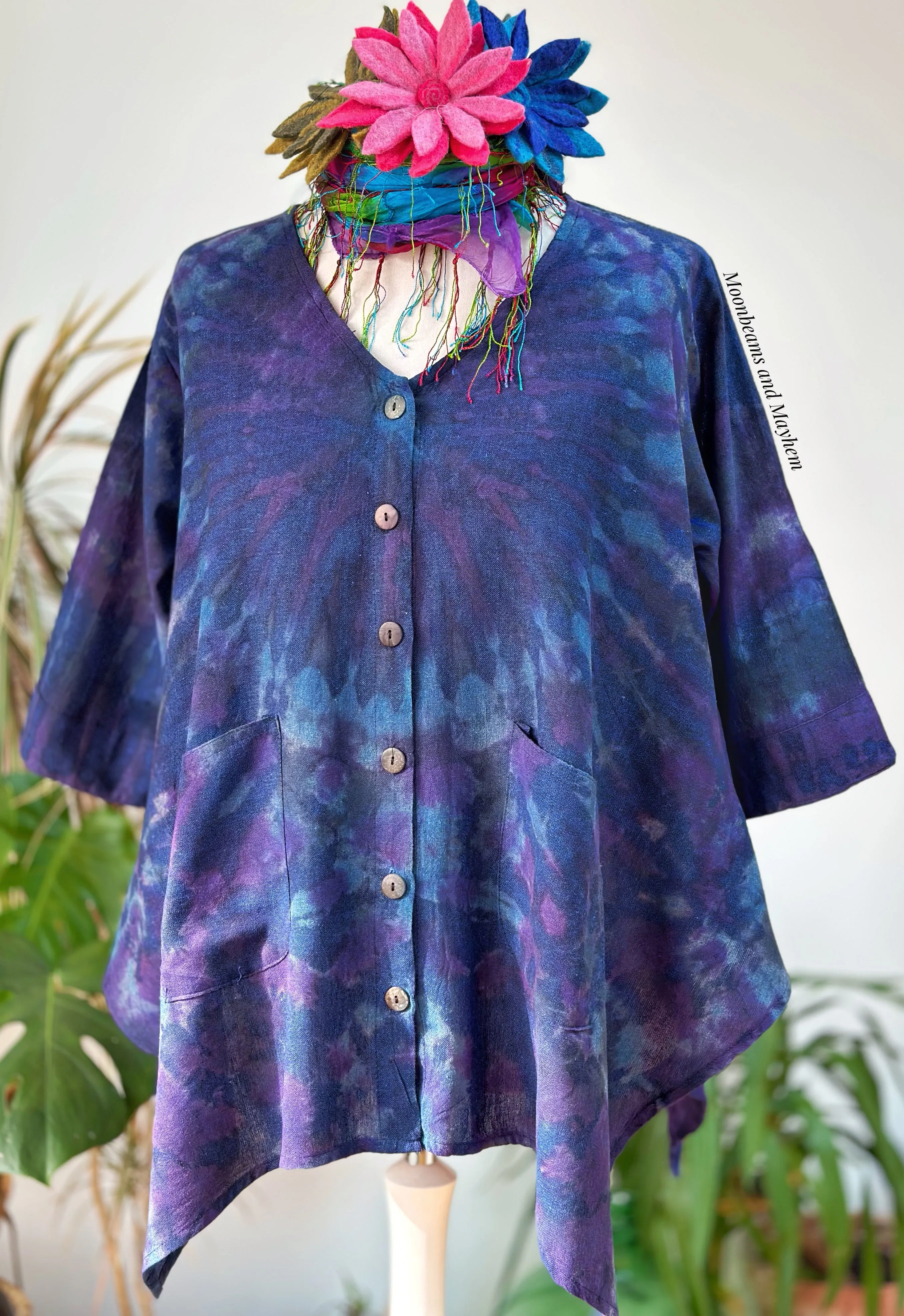 DREAMY INDIGO COTTON BIRDIE SHIRT  M / L / XL