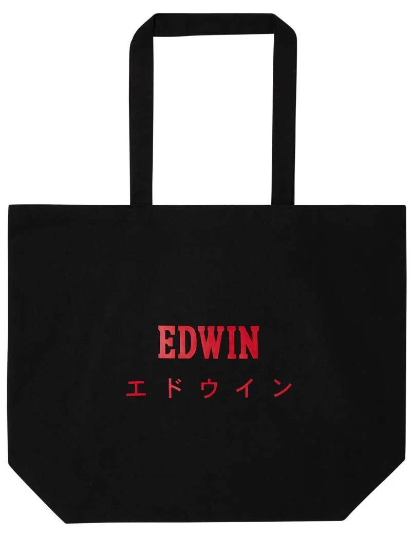 Edwin Ginza Secret Tote Shopper Bag Black Red