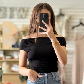 Enhance Basic Off The Shoulder Top Black