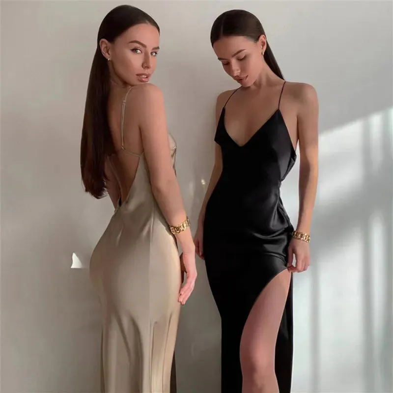 Forefair One Shoulder Slit Backless Party Dress