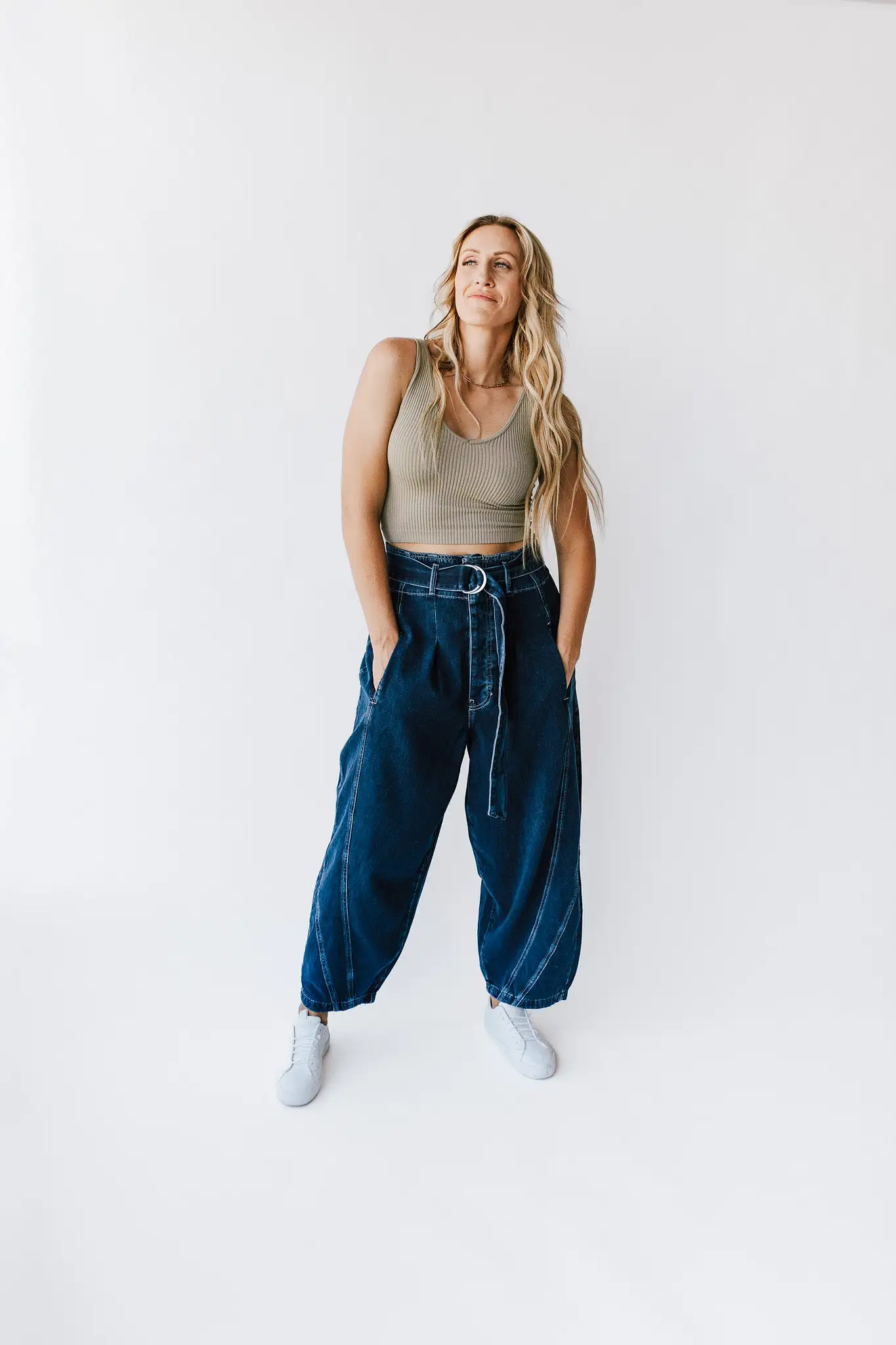 Free People: The Amsterdam High Rise Barrel Jean in Deep Indigo