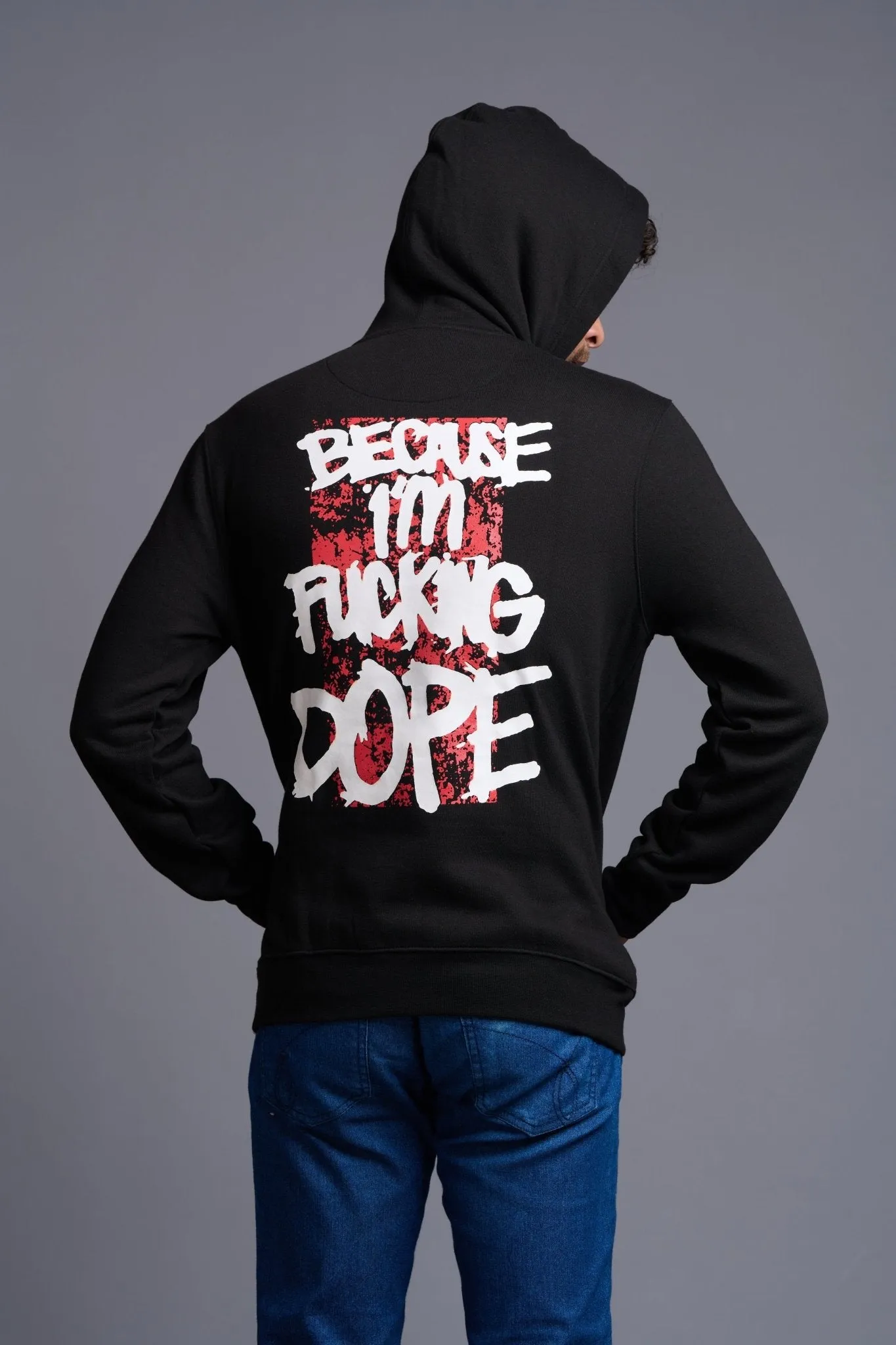 Funking Dope Printed Black Hoodie for Men