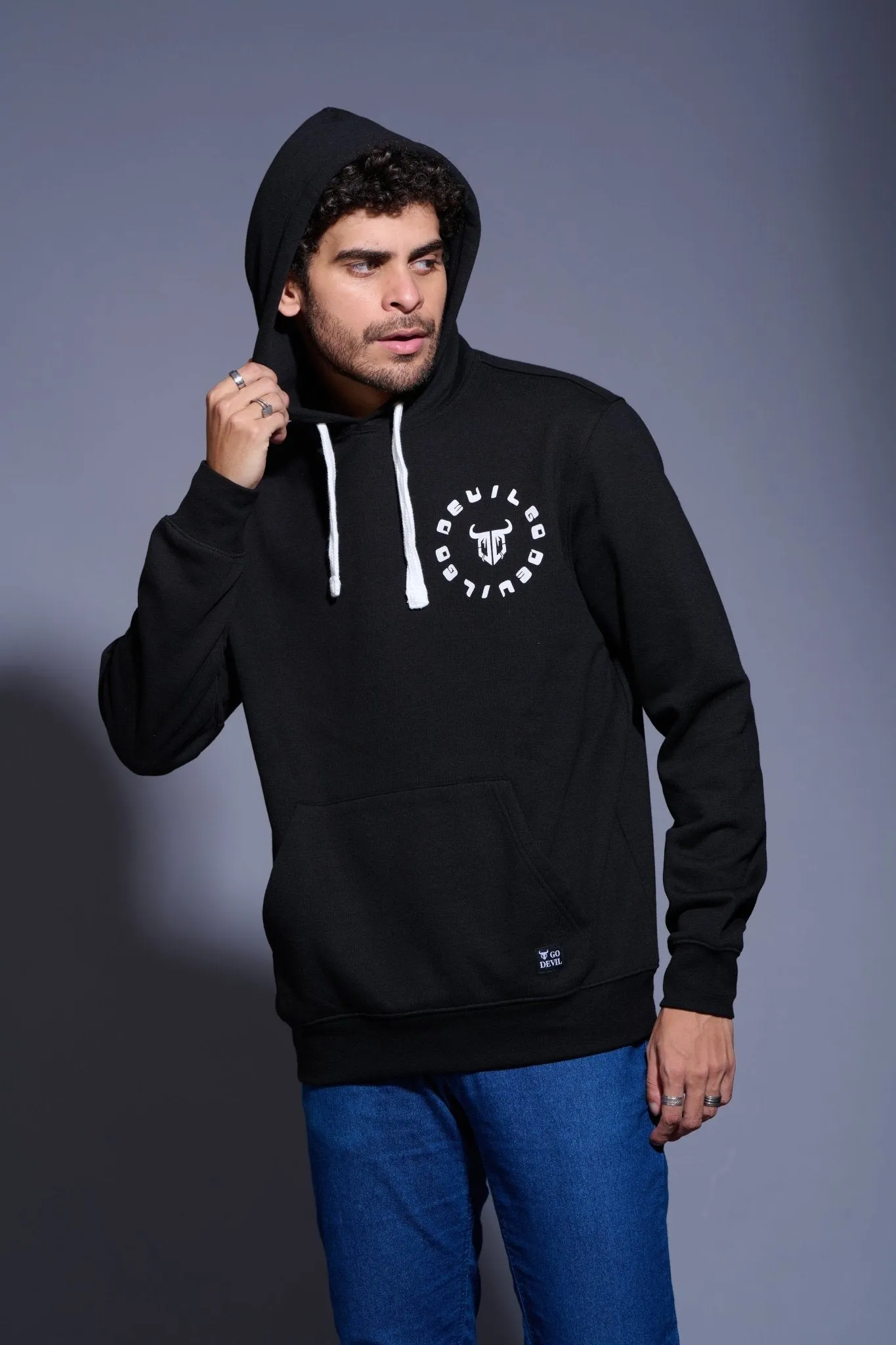 Funking Dope Printed Black Hoodie for Men