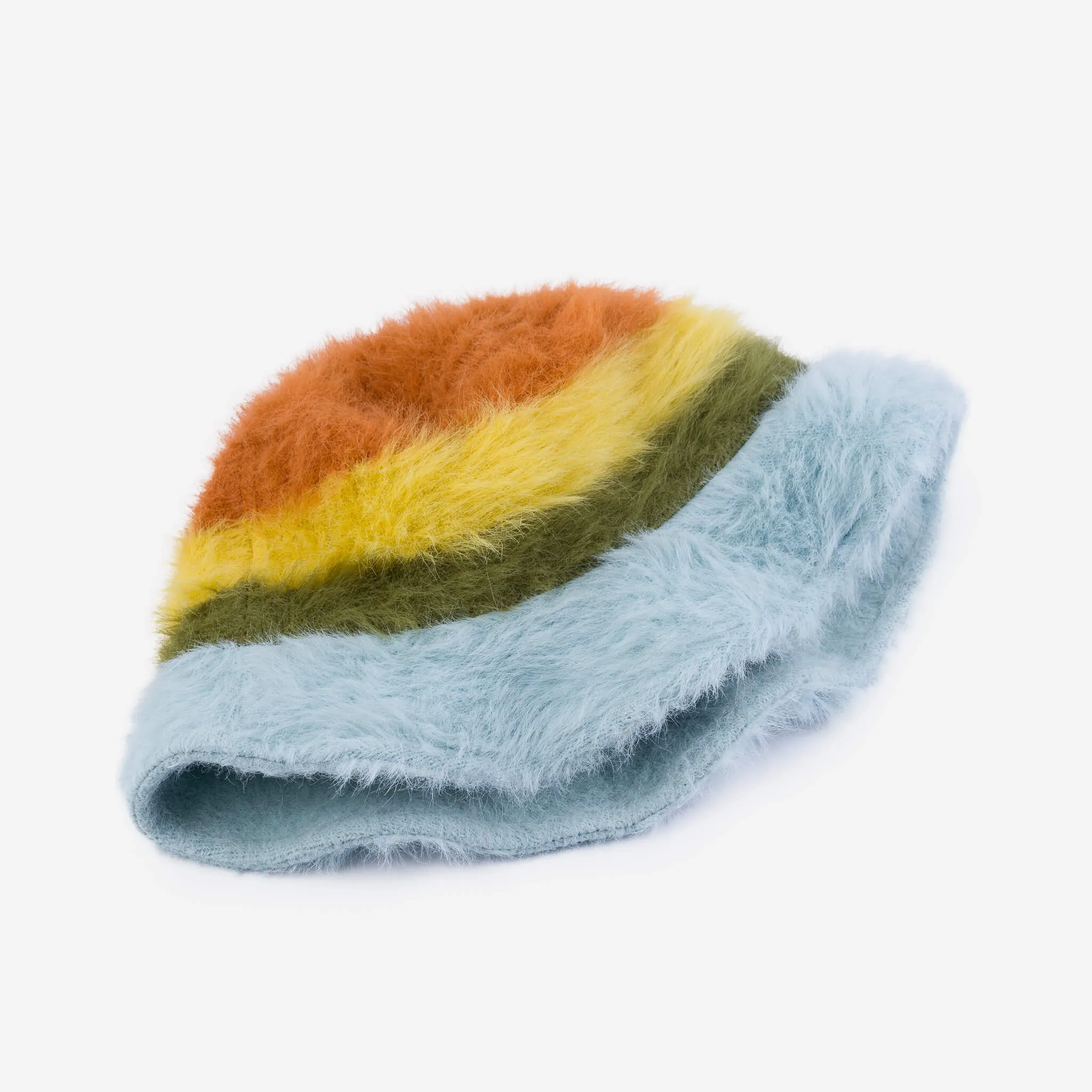 FUR STRIPE BUCKET HAT