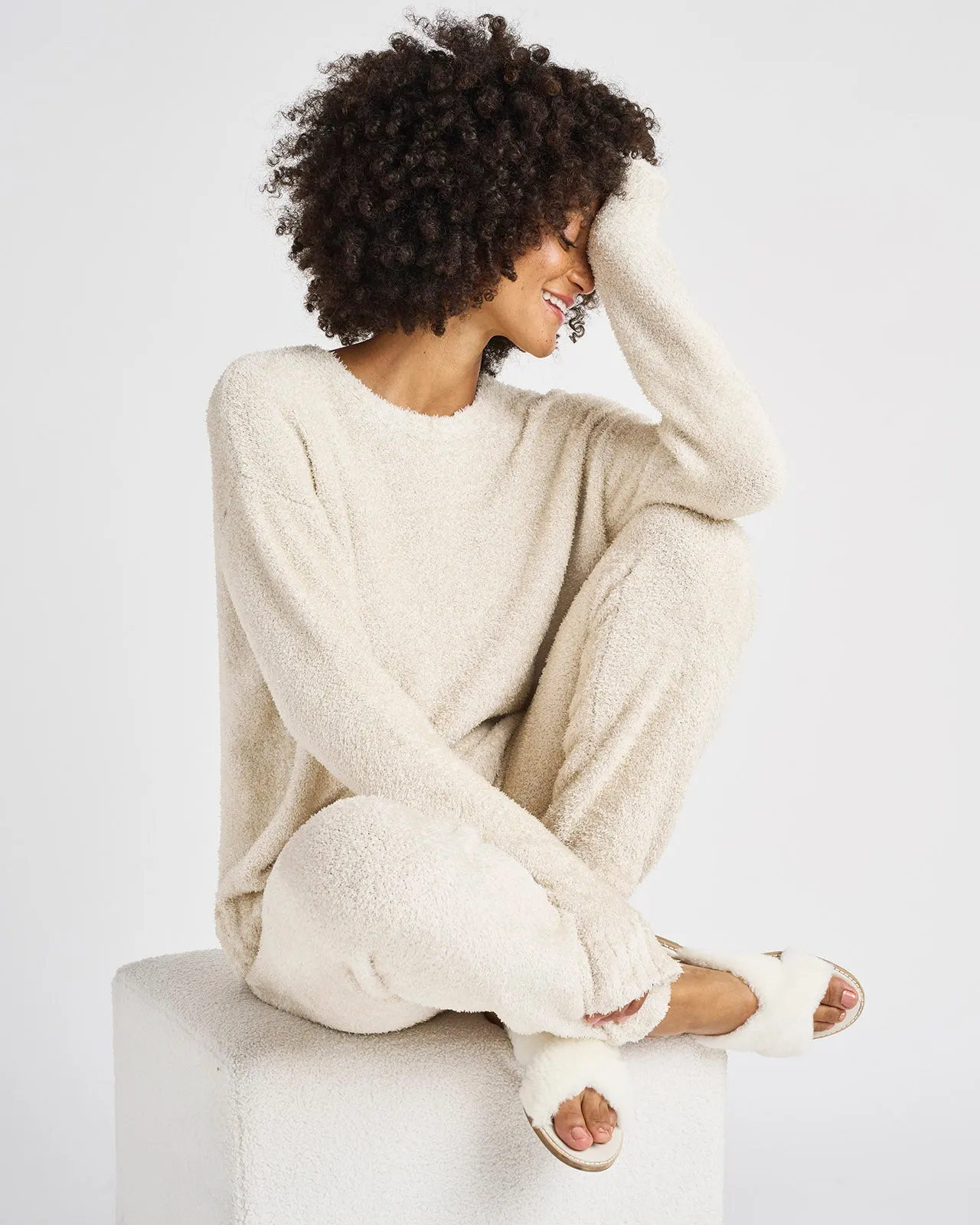 Fuzzy Sweater PJ Set in Oatmeal Heather