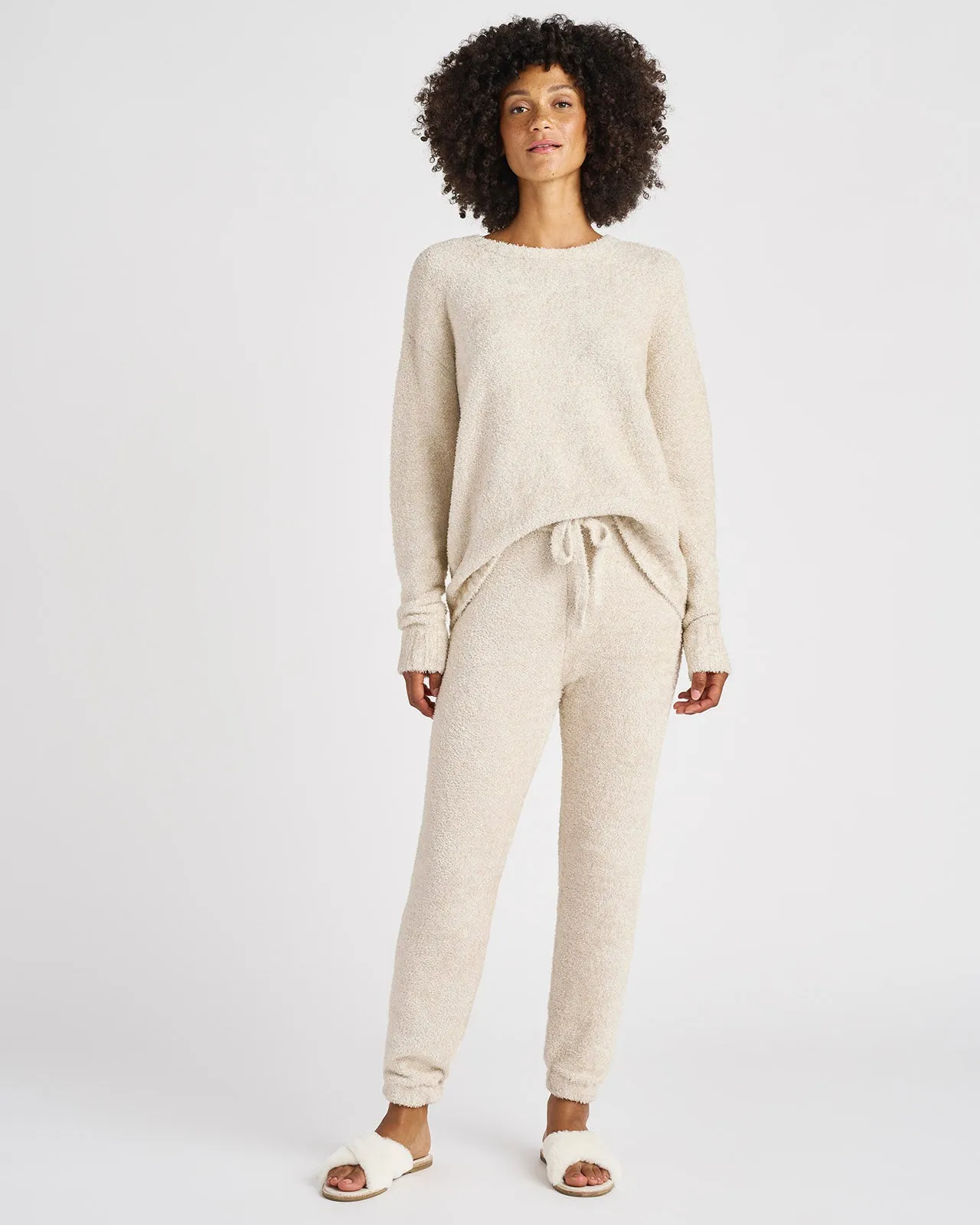 Fuzzy Sweater PJ Set in Oatmeal Heather