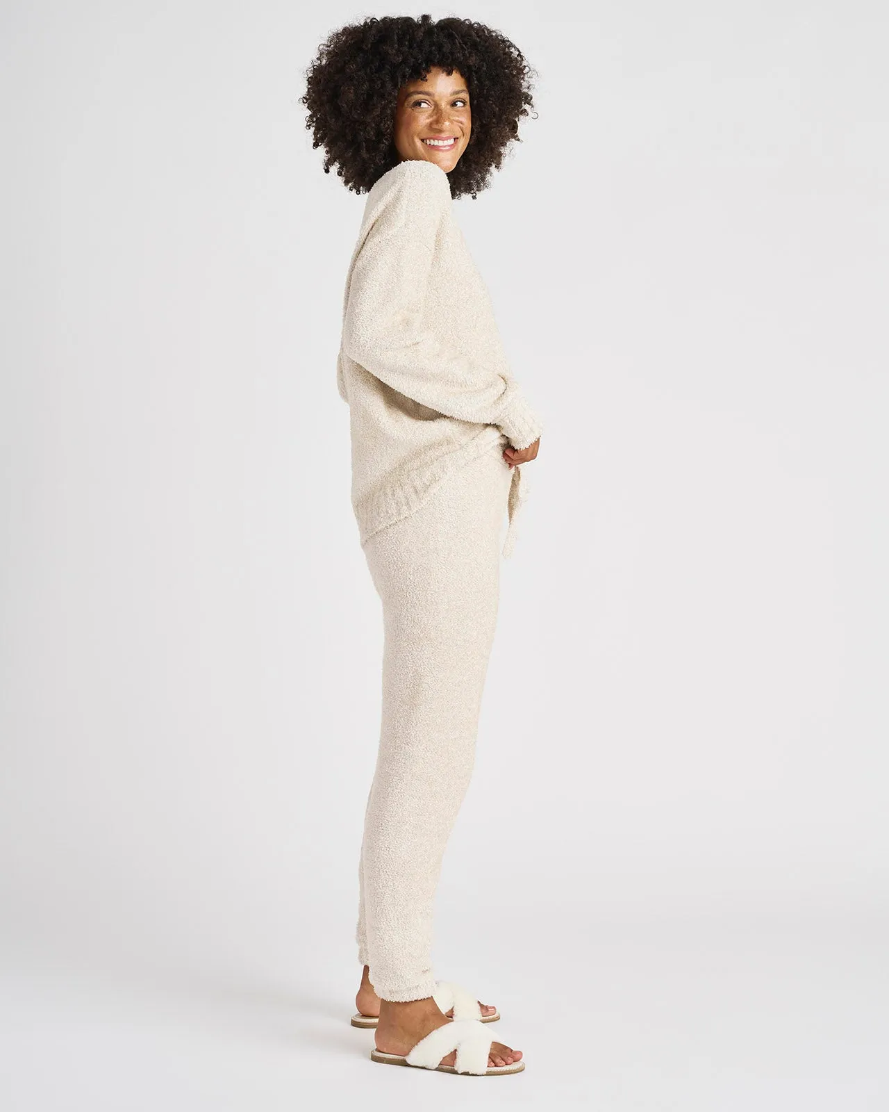 Fuzzy Sweater PJ Set in Oatmeal Heather