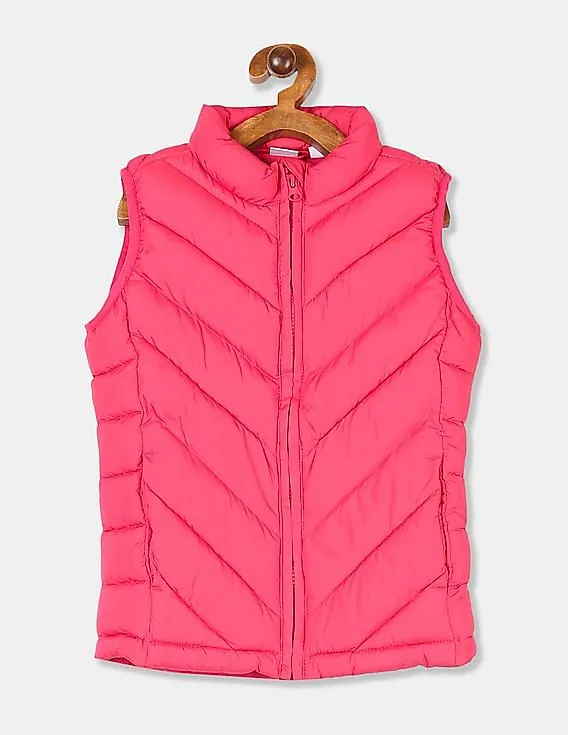 GAP Girls Pink Solid Light Weight Gilet Jacket