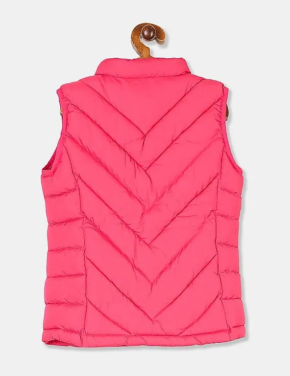 GAP Girls Pink Solid Light Weight Gilet Jacket