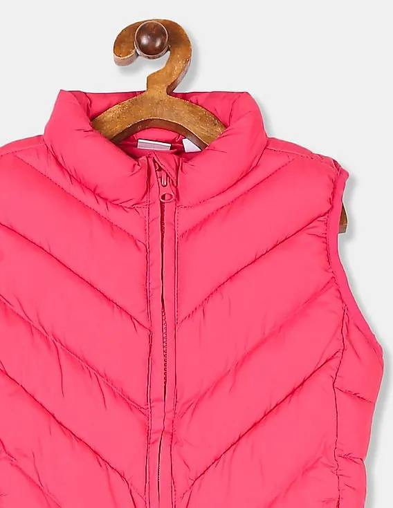 GAP Girls Pink Solid Light Weight Gilet Jacket