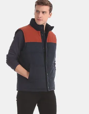 GAP Men Blue Cozy Colour Block Gilet Jacket