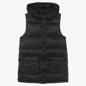 Girls Black Hooded Gilet Jacket