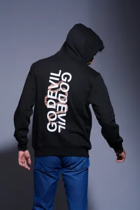 Go Devil Printed Black Hoodie for Men