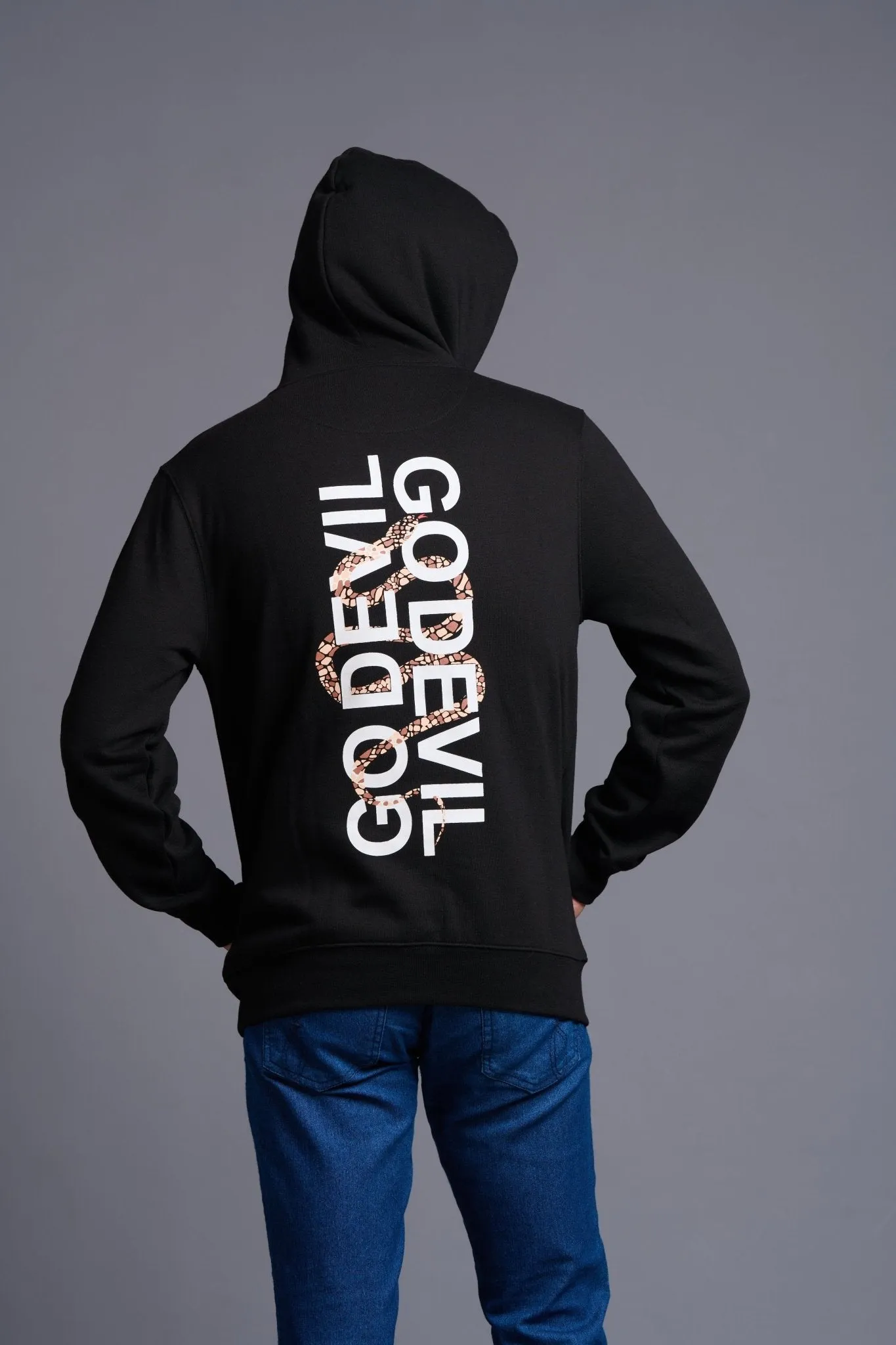 Go Devil Printed Black Hoodie for Men