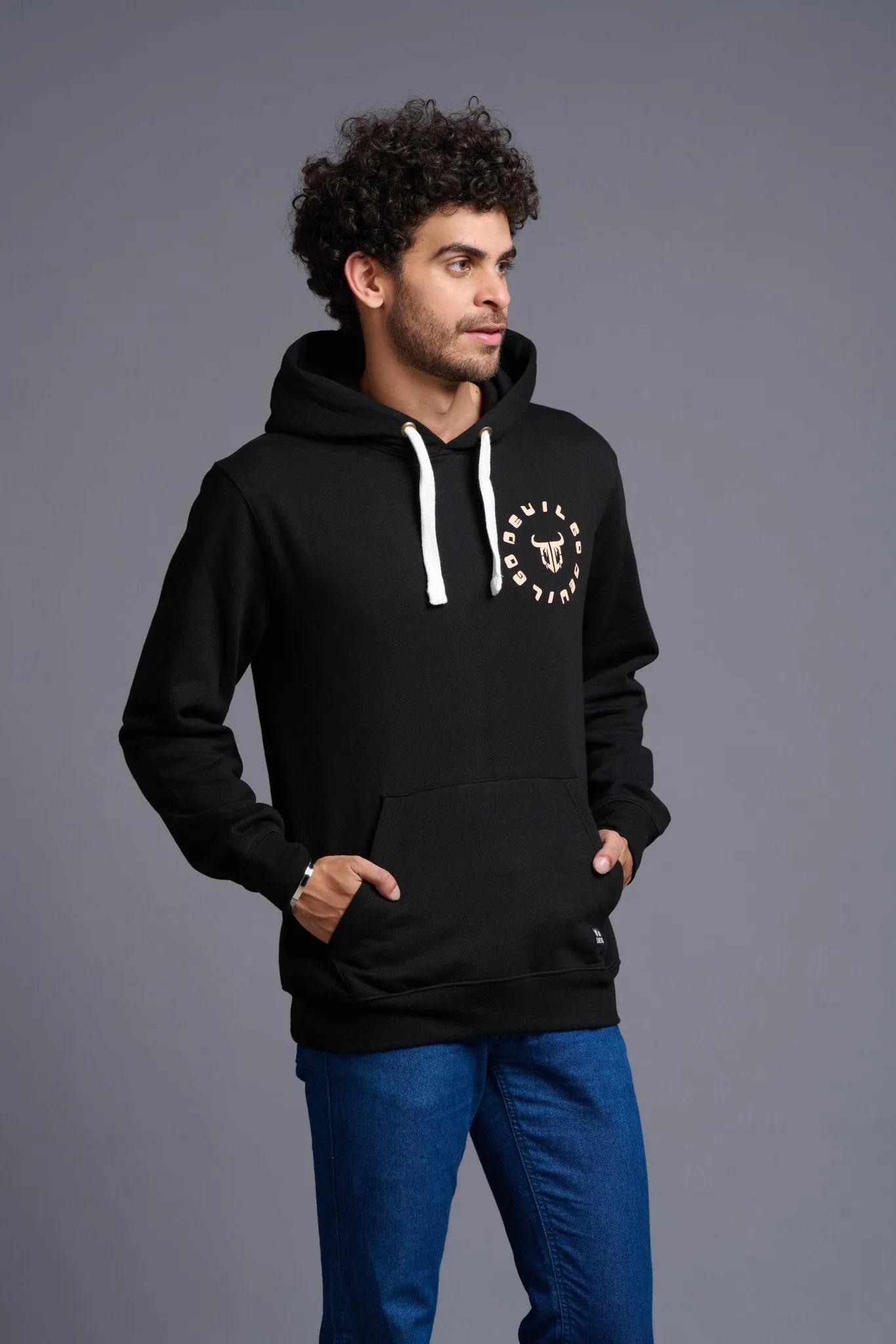 Go Devil Printed Black Hoodie for Men